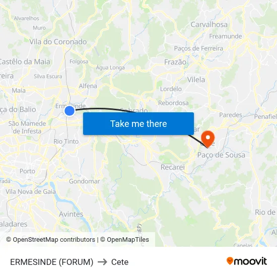 ERMESINDE (FORUM) to Cete map