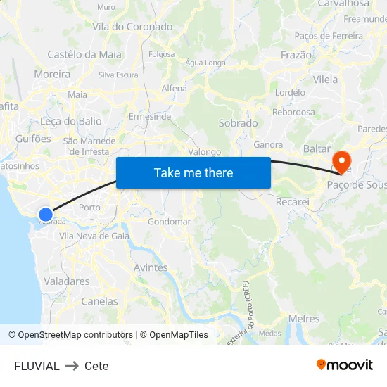 FLUVIAL to Cete map
