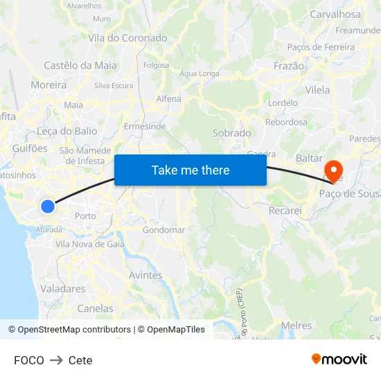 FOCO to Cete map