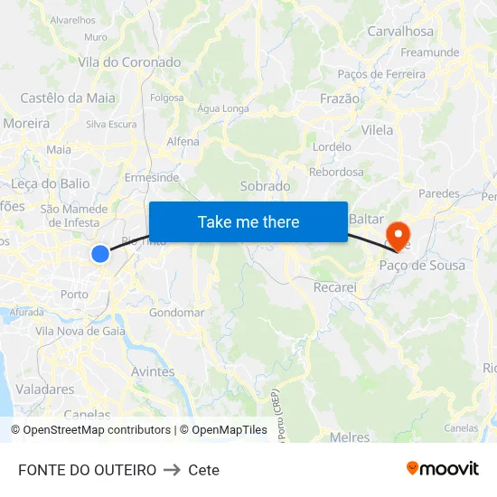 FONTE DO OUTEIRO to Cete map