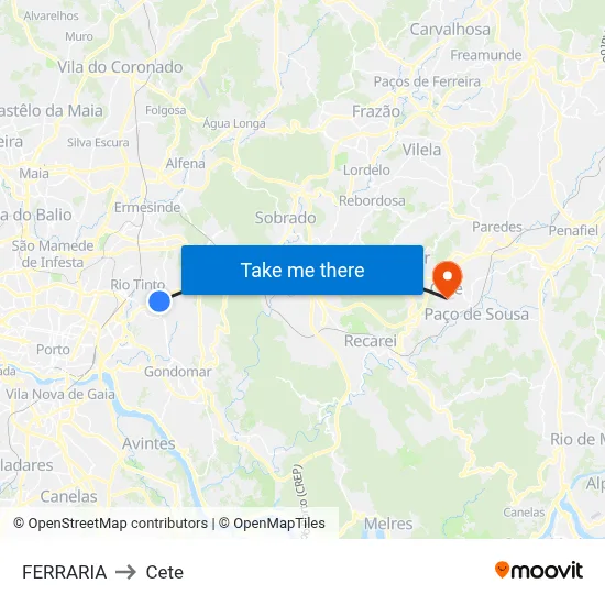 FERRARIA to Cete map