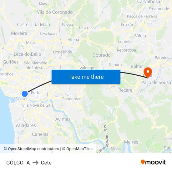 GÓLGOTA to Cete map