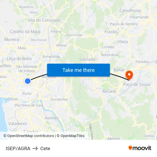 ISEP/AGRA to Cete map
