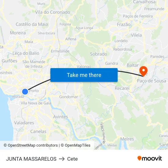 JUNTA MASSARELOS to Cete map