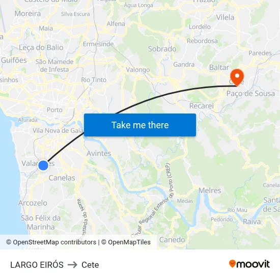 LARGO EIRÓS to Cete map