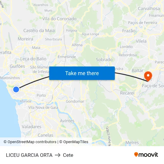 LICEU GARCIA ORTA to Cete map