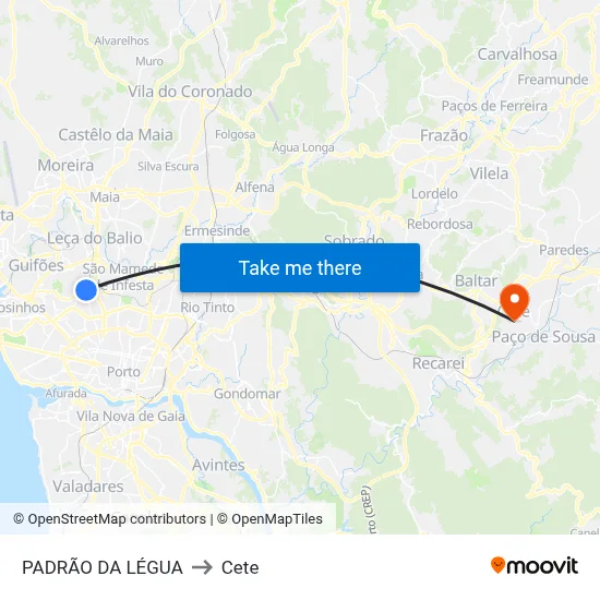 PADRÃO DA LÉGUA to Cete map