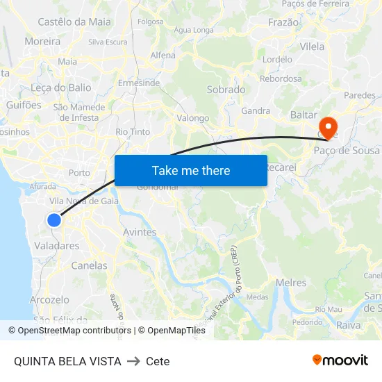 QUINTA BELA VISTA to Cete map