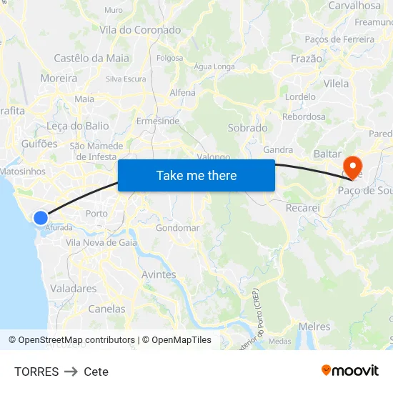 TORRES to Cete map