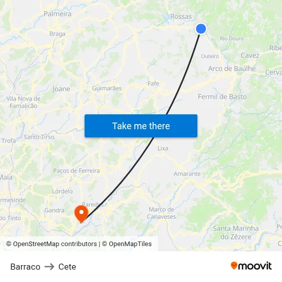 Barraco to Cete map