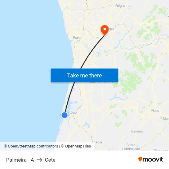 Palmeira - A to Cete map