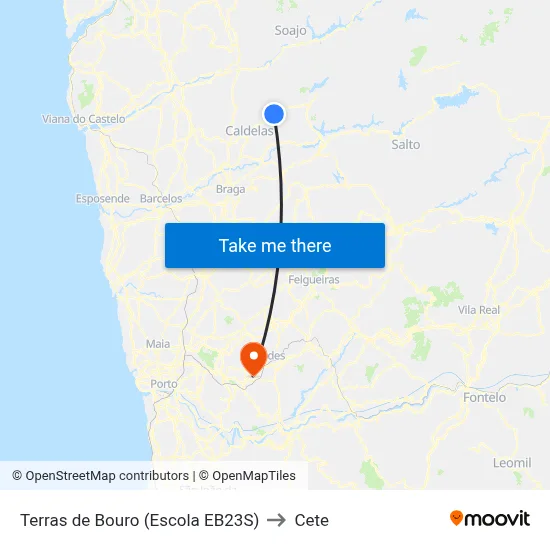 Terras de Bouro (Escola EB23S) to Cete map