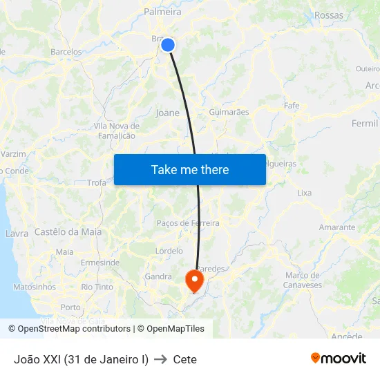 João XXI (31 de Janeiro I) to Cete map