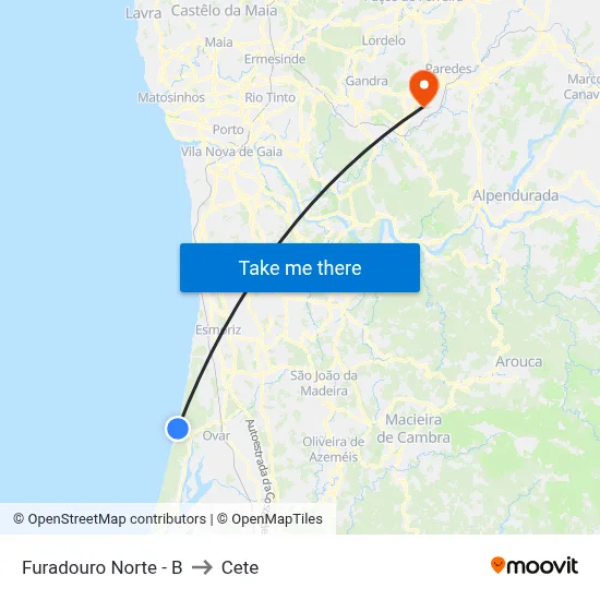 Furadouro Norte - B to Cete map