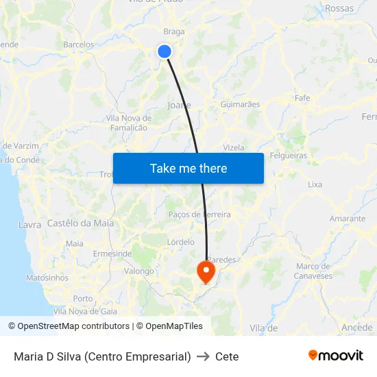 Maria D Silva (Centro Empresarial) to Cete map