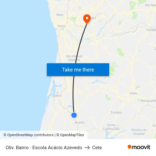 Oliv. Bairro - Escola Acácio Azevedo to Cete map