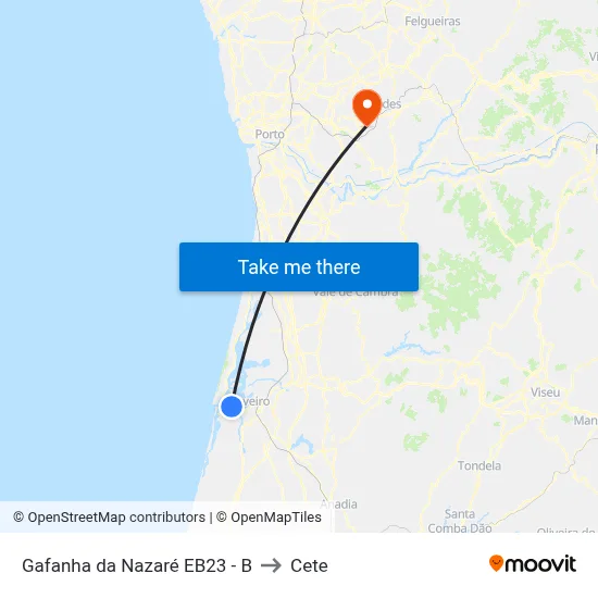 Gafanha da Nazaré EB23 - B to Cete map