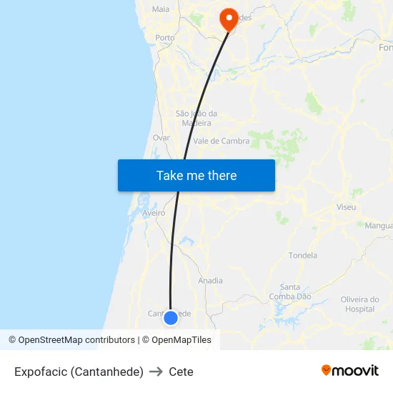 Expofacic (Cantanhede) to Cete map