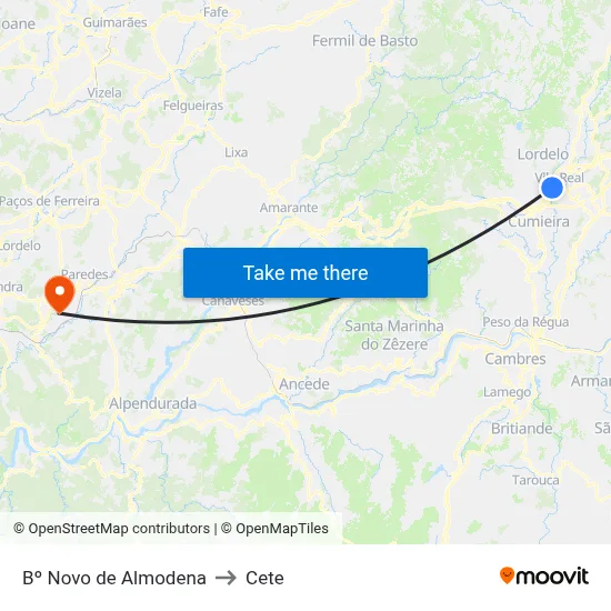 Bº Novo de Almodena to Cete map