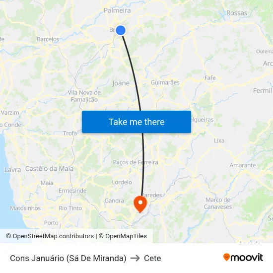 Cons Januário (Sá De Miranda) to Cete map