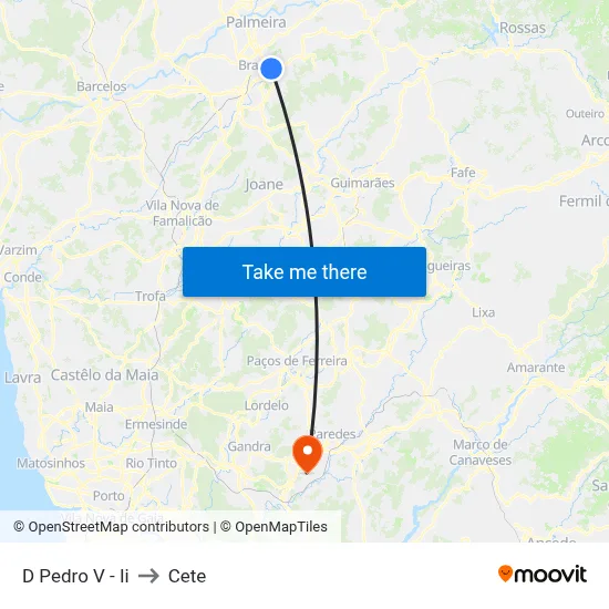D Pedro V - Ii to Cete map