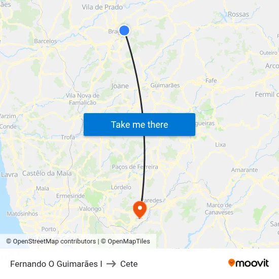 Fernando O Guimarães I to Cete map