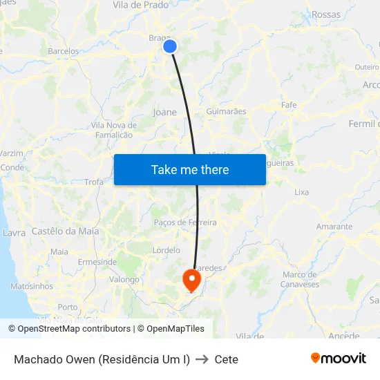 Machado Owen (Residência Um I) to Cete map