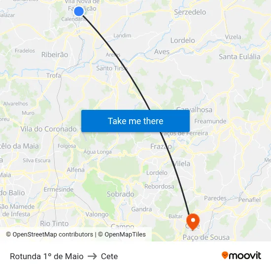 Rotunda 1º de Maio to Cete map