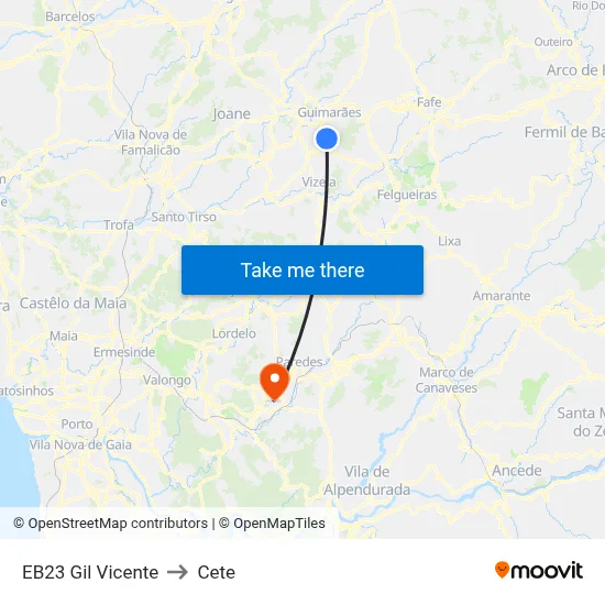 EB23 Gil Vicente to Cete map