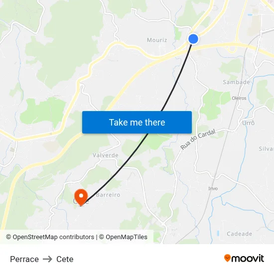 Perrace to Cete map
