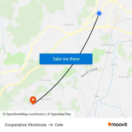 Cooperativa Vitvinícola to Cete map