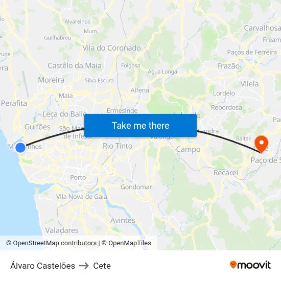 Álvaro Castelões to Cete map