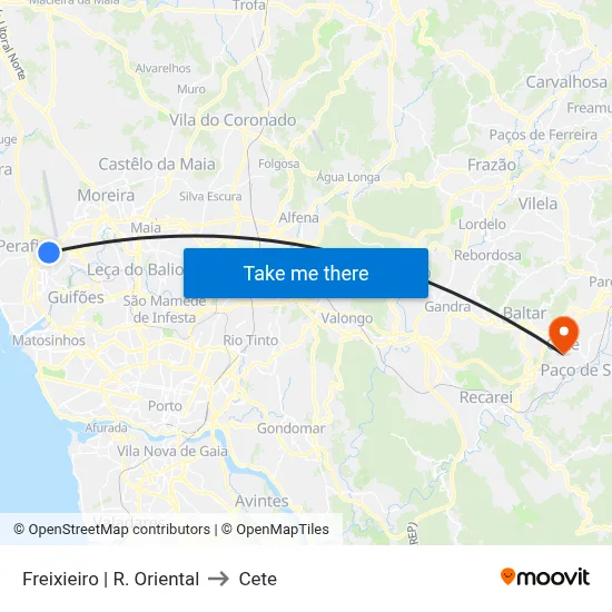 Freixieiro | R. Oriental to Cete map