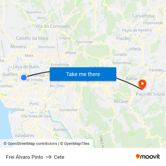 Frei Álvaro Pinto to Cete map