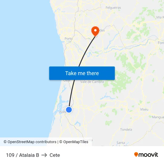 109 / Atalaia B to Cete map