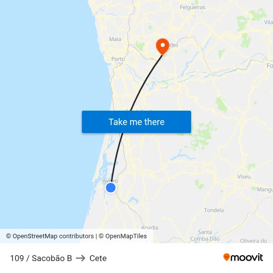 109 / Sacobão B to Cete map