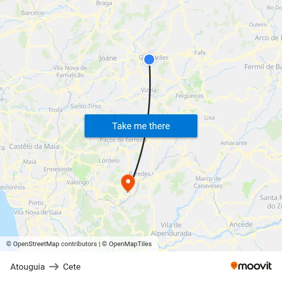 Atouguia to Cete map