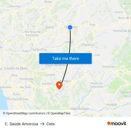 C. Saúde Amorosa to Cete map