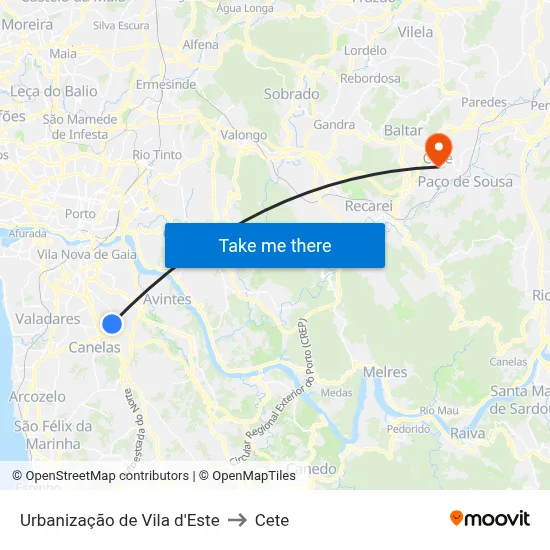 Urbanização de Vila d'Este to Cete map