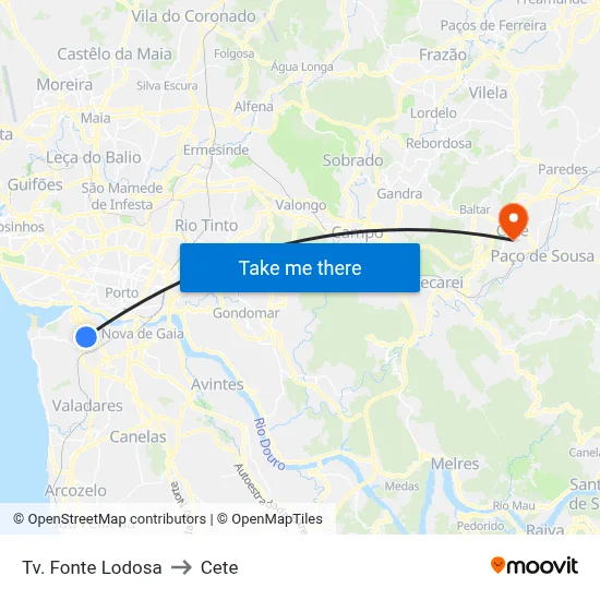Tv. Fonte Lodosa to Cete map