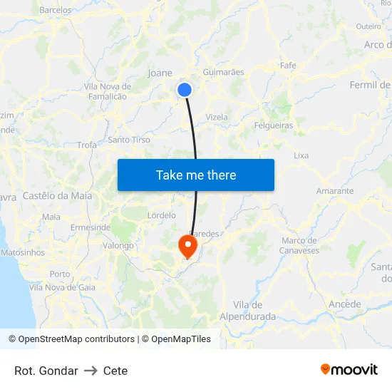 Rot. Gondar to Cete map