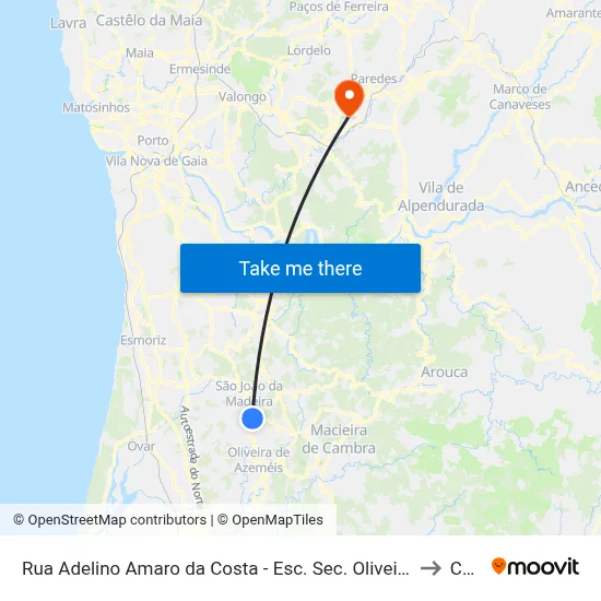 Rua Adelino Amaro da Costa - Esc. Sec. Oliveira Júnior to Cete map