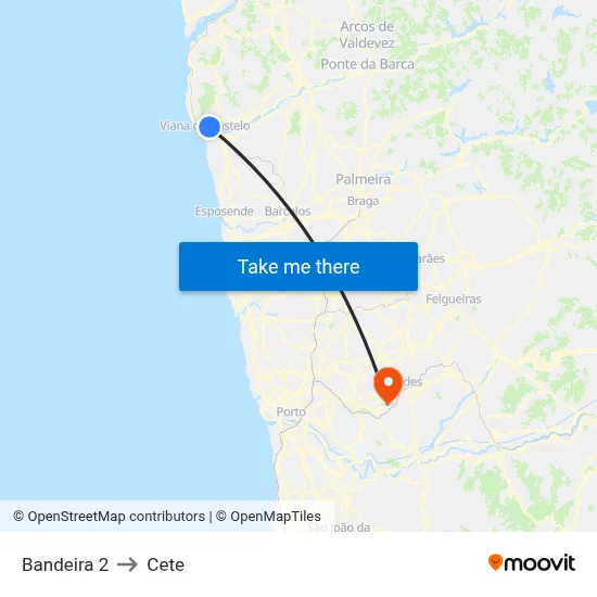 Bandeira 2 to Cete map