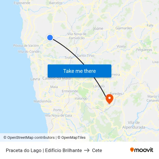 Praceta do Lago | Edifício Brilhante to Cete map