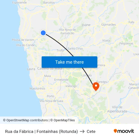 Rua da Fábrica | Fontaínhas (Rotunda) to Cete map