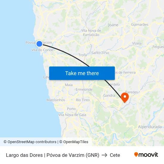 Largo das Dores | Póvoa de Varzim (GNR) to Cete map