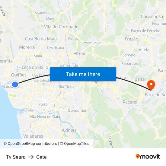 Tv Seara to Cete map