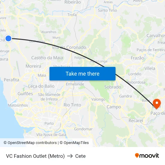 VC Fashion Outlet (Metro) to Cete map