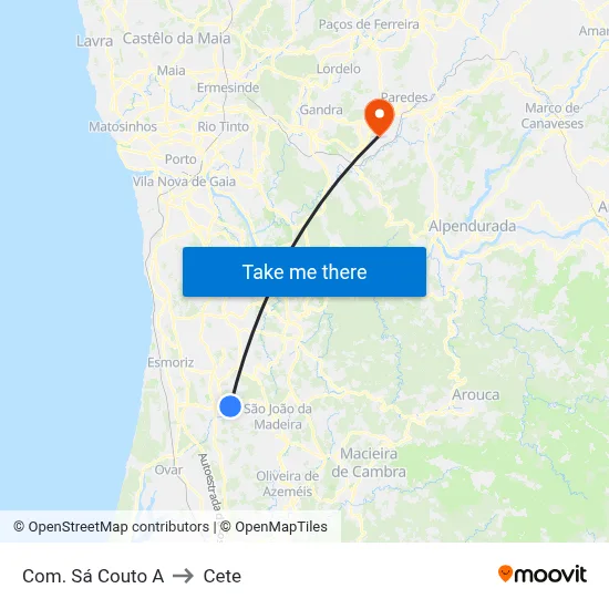 Com. Sá Couto A to Cete map