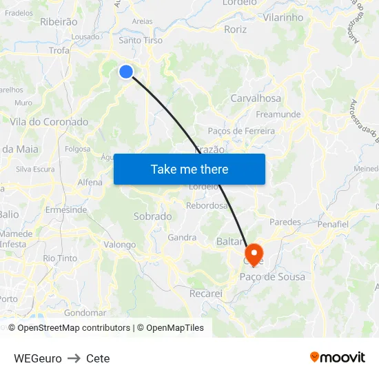 WEGeuro to Cete map